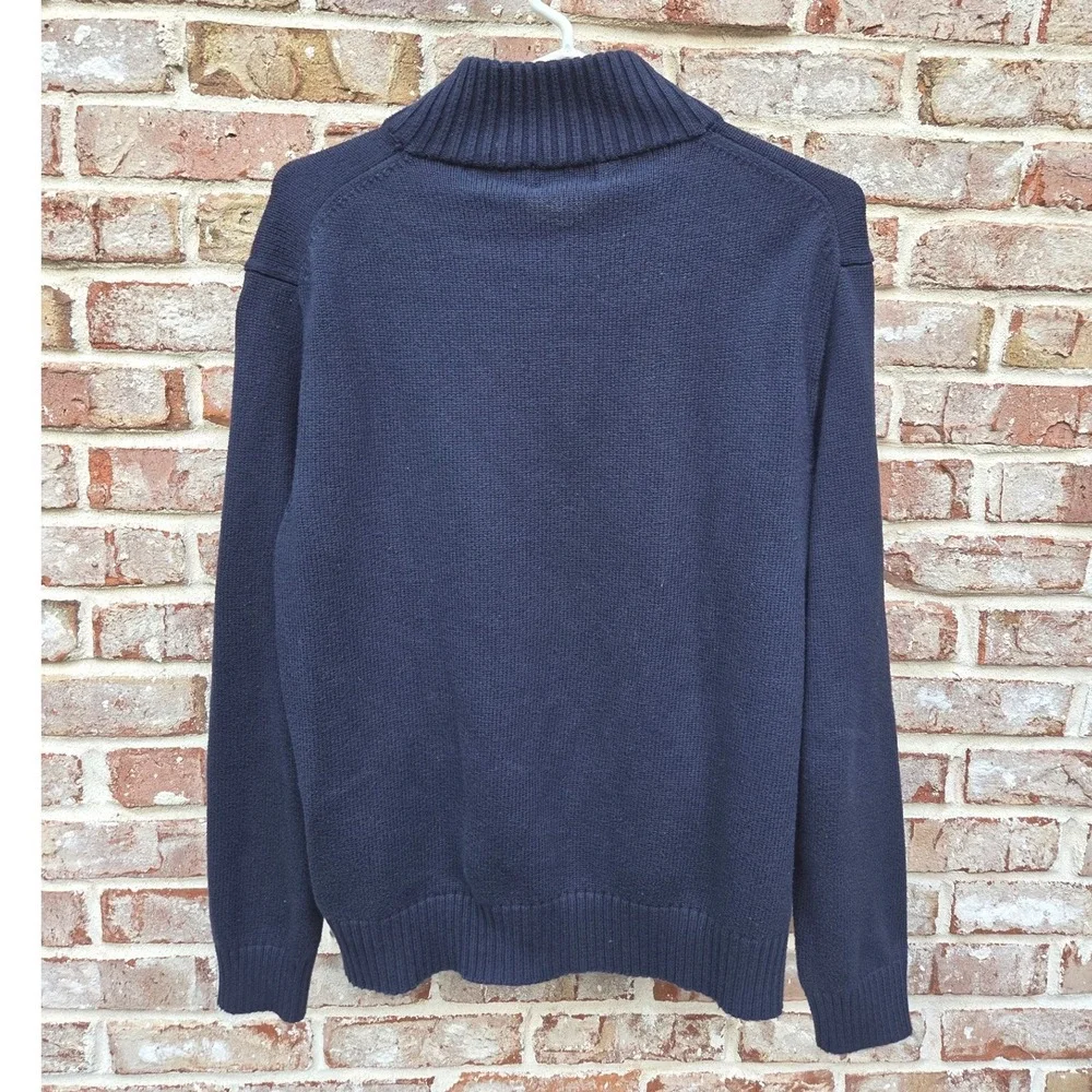 Polo Ralph Lauren Mens L Navy 1/4 Zip Cotton Knit Sweater LS Red Pony Preppy